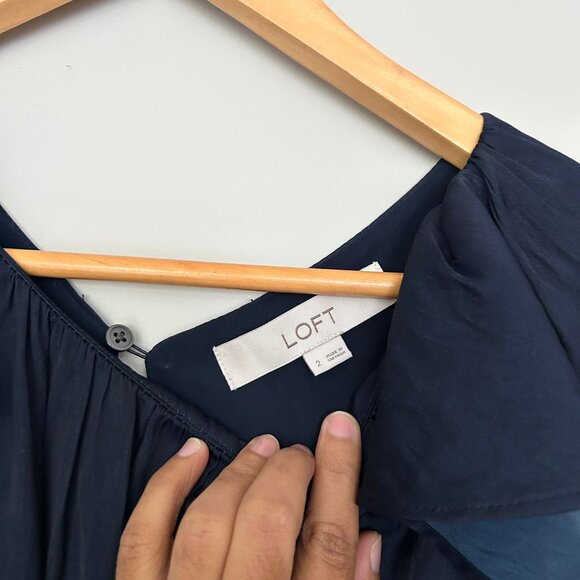 Ann Taylor LOFT Flutter Racerback Jumpsuit – Navy Blue – Size 2 - Picture 7 of 10